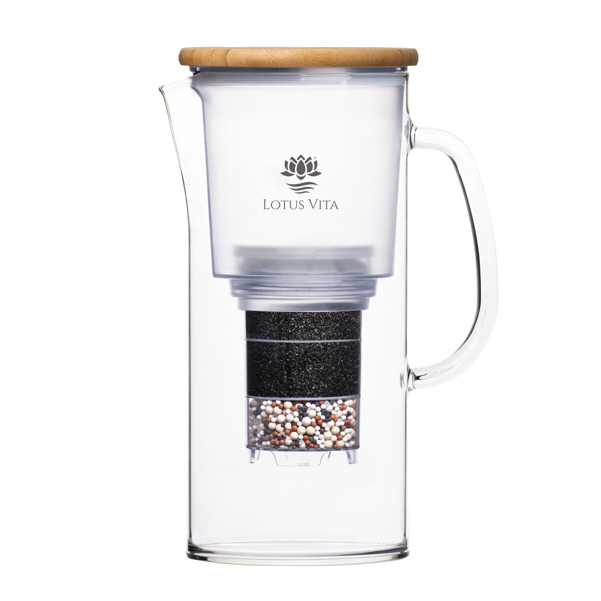 Louts Vita ENYA Glas Filterkaraffe mit Bambus Deckel