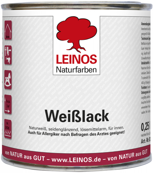 Leinos Weißlack naturweiß, seidenglänzend 0,25l