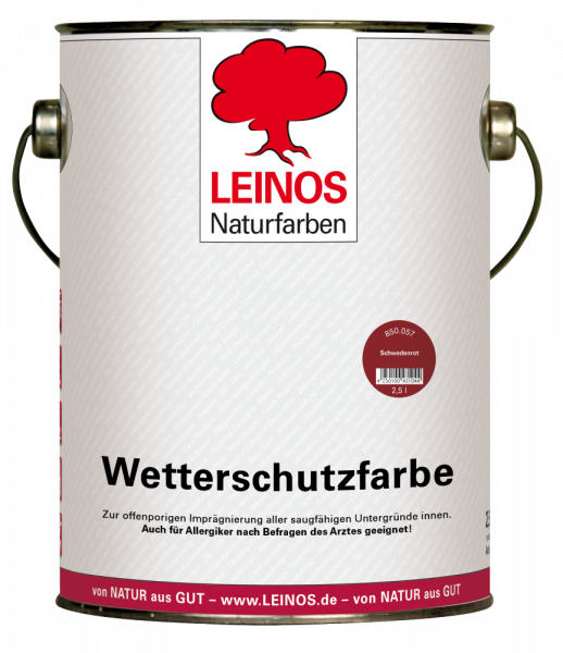 Leinos Wetterschutzfarbe schwedenrot, 2,5l, auf Ölbasis