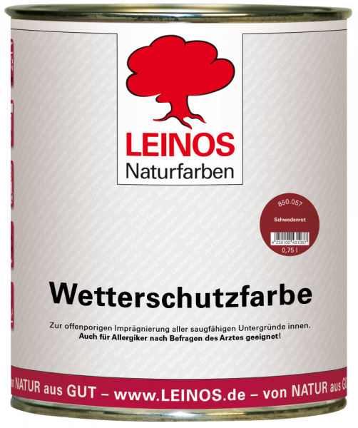 Leinos Wetterschutzfarbe schwedenrot, 0,75l, auf Ölbasis
